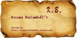 Kozma Balambér névjegykártya