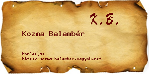 Kozma Balambér névjegykártya