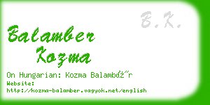 balamber kozma business card